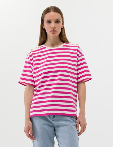 Fuşya Comfort Fit Tişört - 50263372007