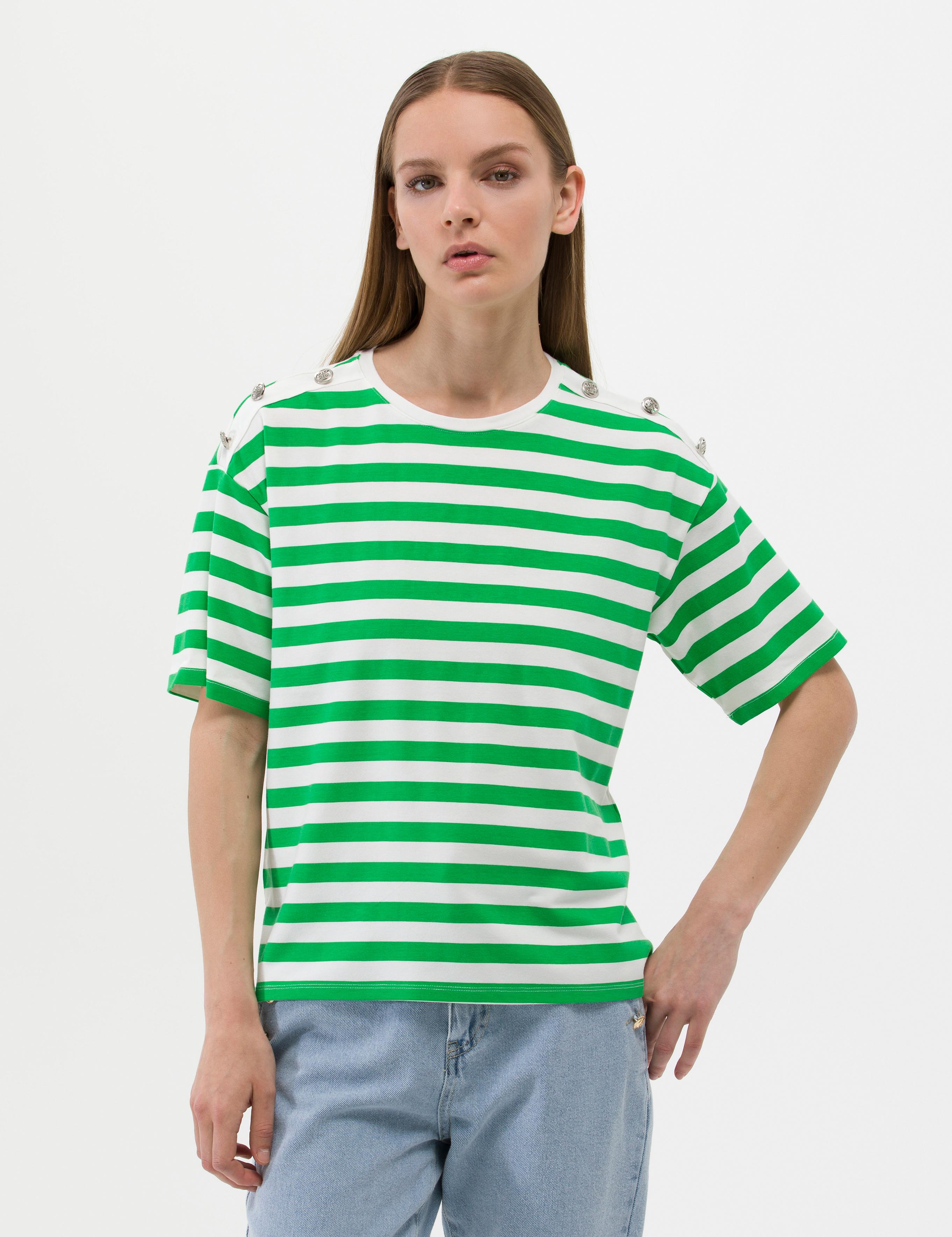 Zümrüt Comfort Fit Çizgili Tişört