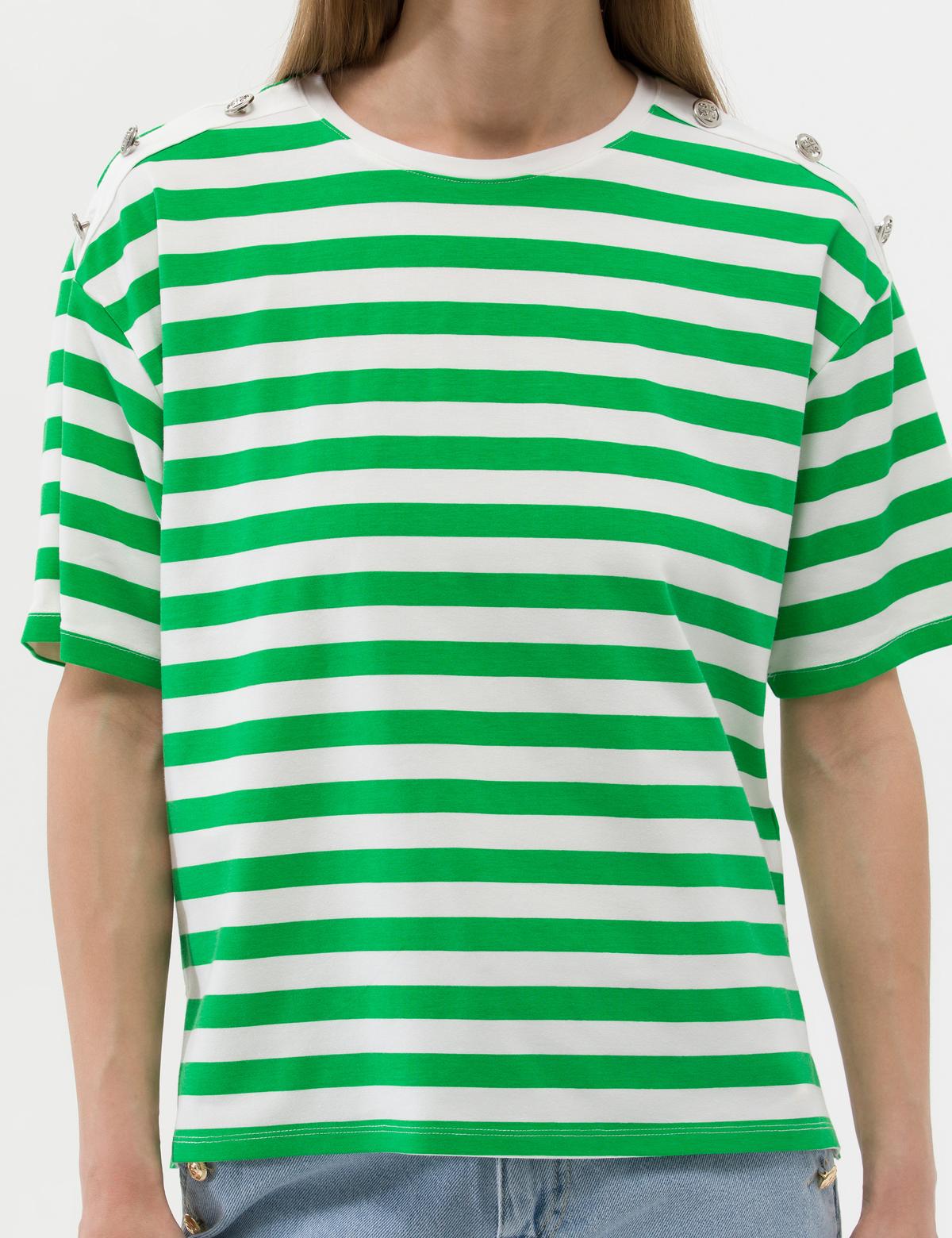 Zümrüt Comfort Fit Çizgili Tişört - 50263372021