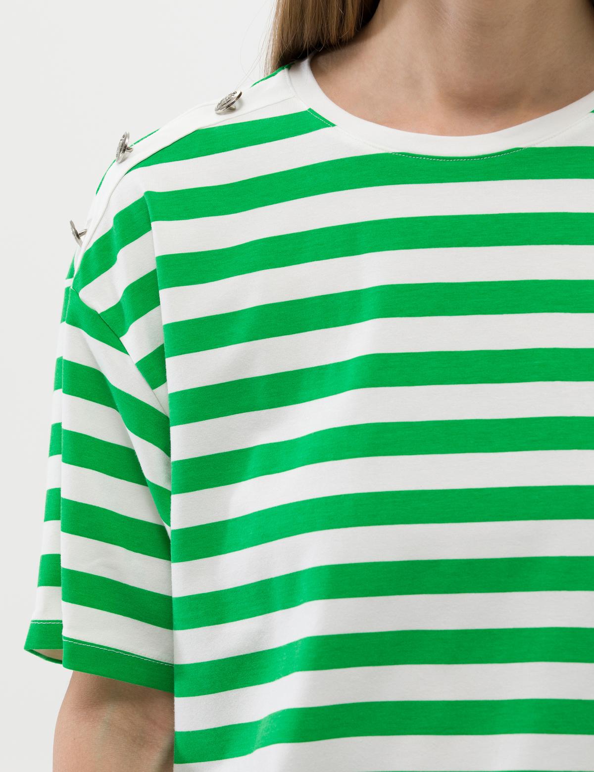 Zümrüt Comfort Fit Çizgili Tişört - 50263372021