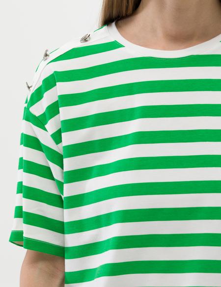 Zümrüt Comfort Fit Çizgili Tişört - 50263372021