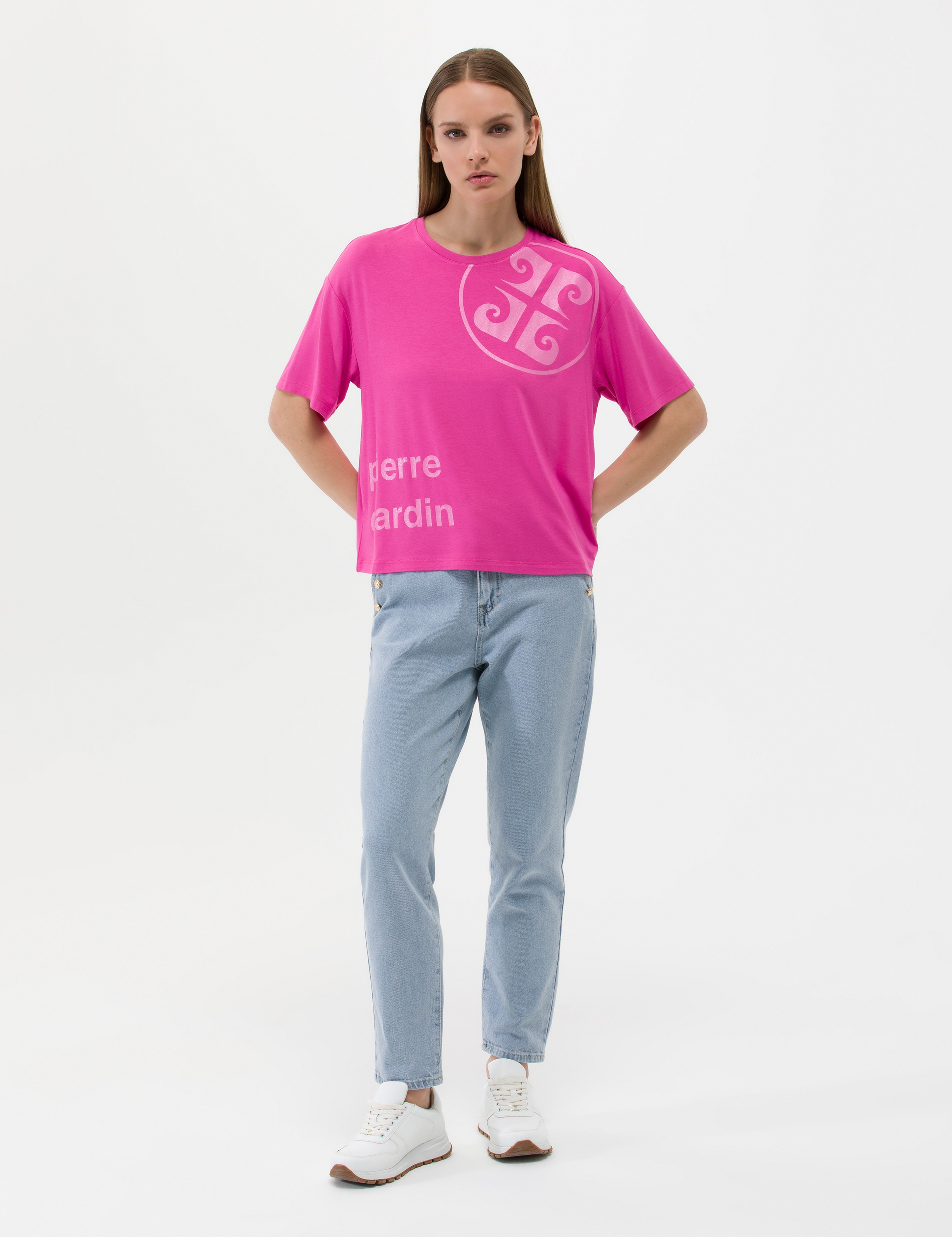 Fuşya Comfort Fit Tişört - Image 4