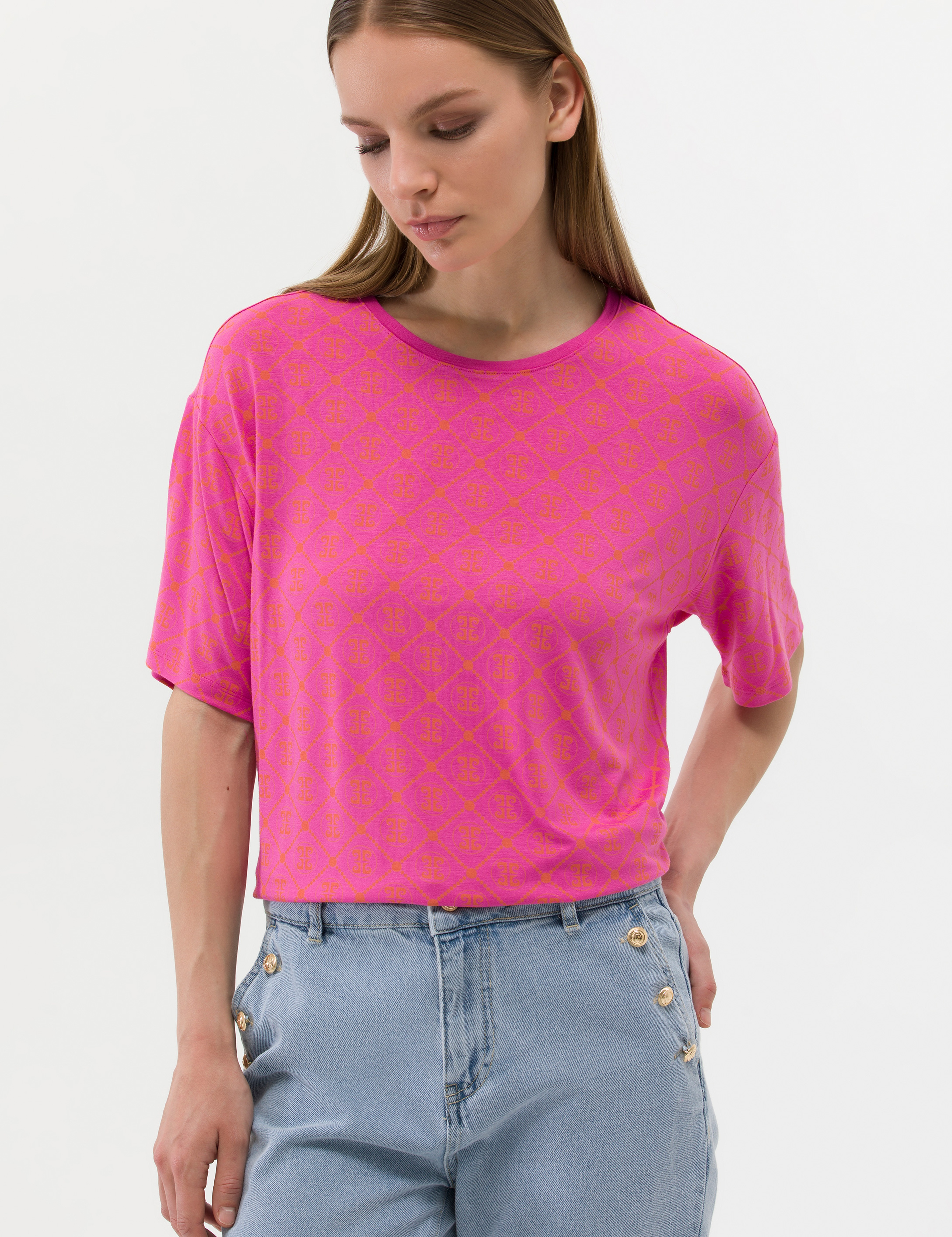 Fuşya Comfort Fit Tişört - Image 2