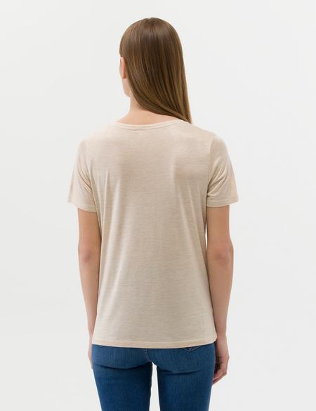 Bej Melanj Regular Fit Tişört - 50263518011