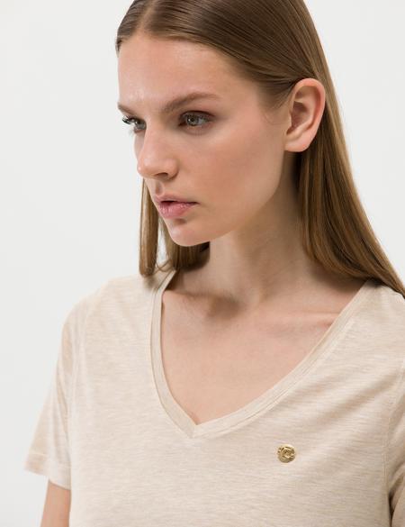 Bej Melanj Regular Fit Tişört - 50263518011