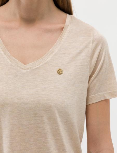 Bej Melanj Regular Fit Tişört - 50263518011