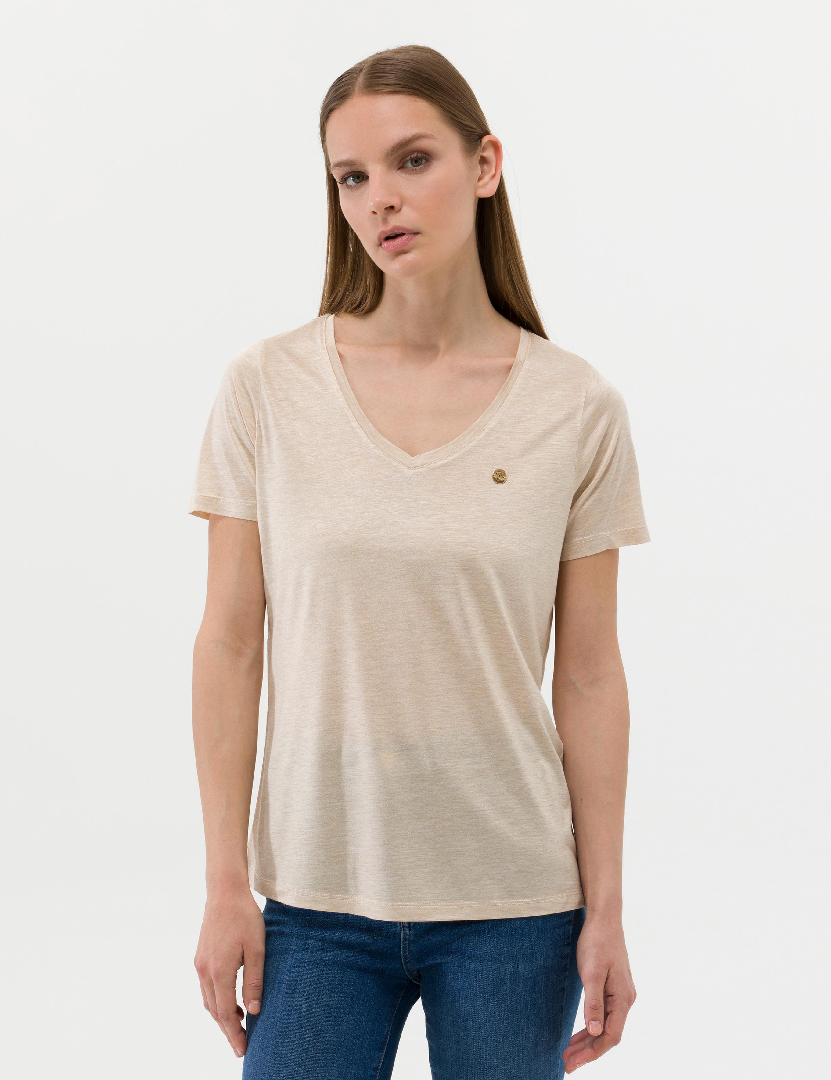 Bej Melanj Regular Fit Tişört