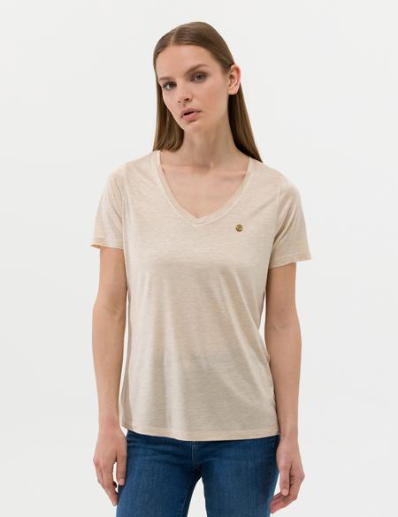 Bej Melanj Regular Fit Tişört - 50263518011