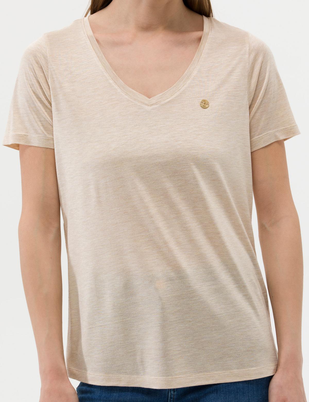 Bej Melanj Regular Fit Tişört - 50263518011