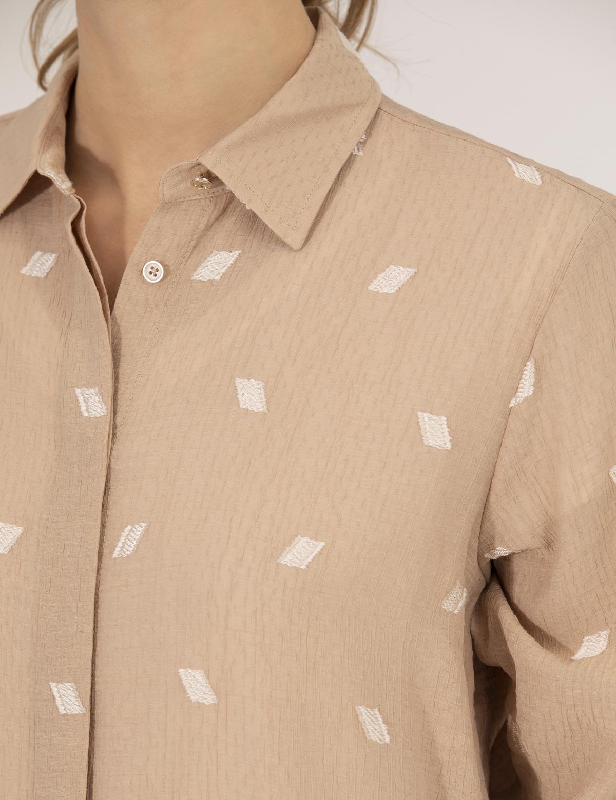 Bej Comfort Fit Gömlek Elbise - 50269309002