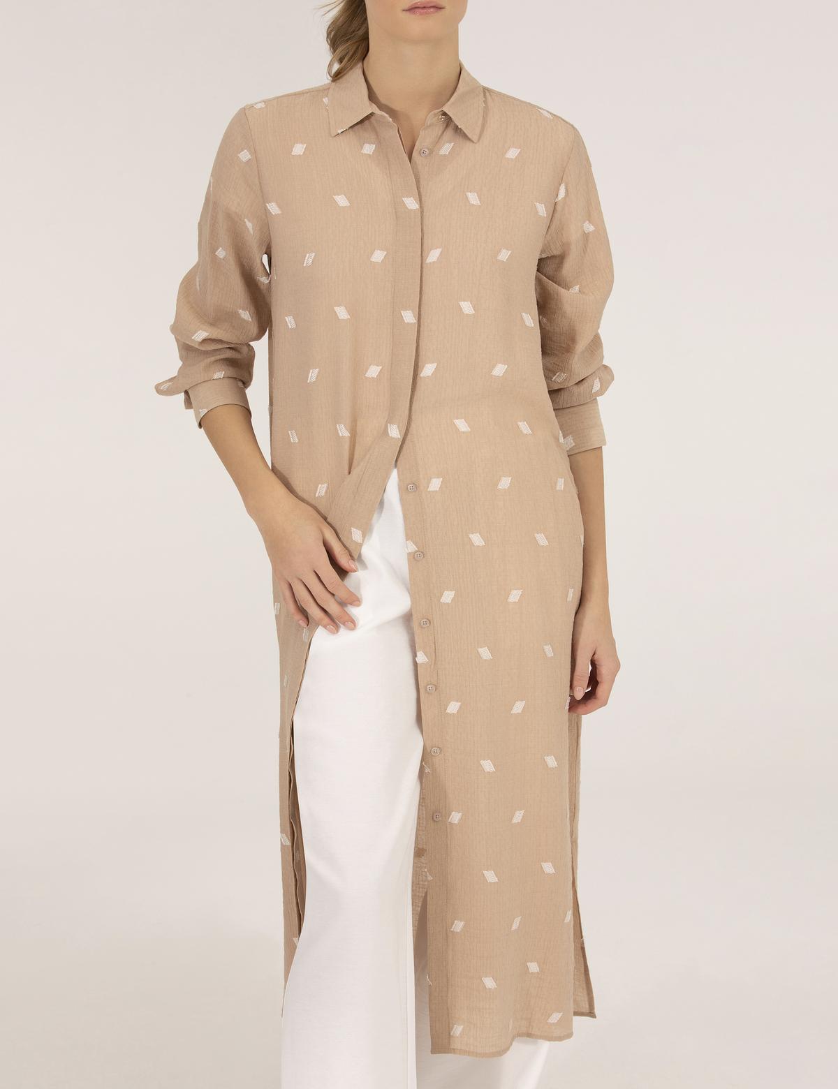 Bej Comfort Fit Gömlek Elbise - 50269309002