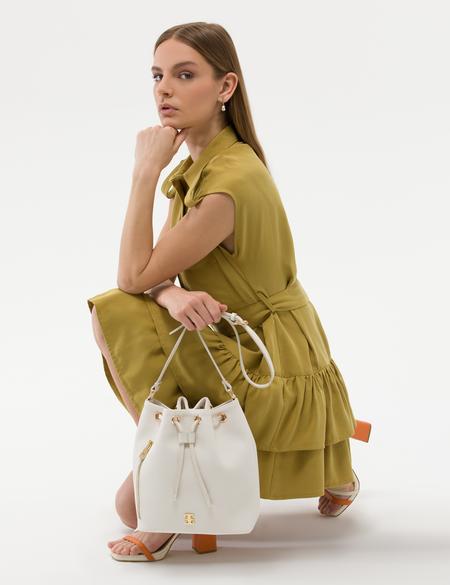 Beyaz Büzgülü Çanta - 50279336002