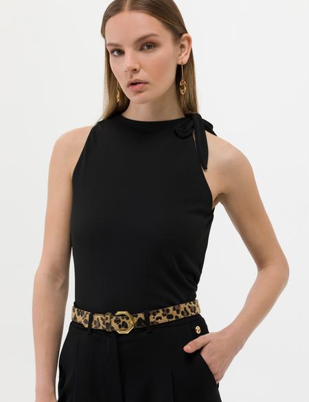 Siyah A Kesim Kolsuz Bluz - 50261536022