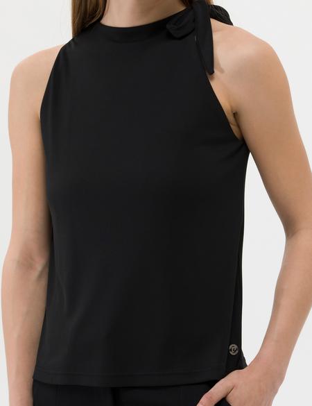 Siyah A Kesim Kolsuz Bluz - 50261536022