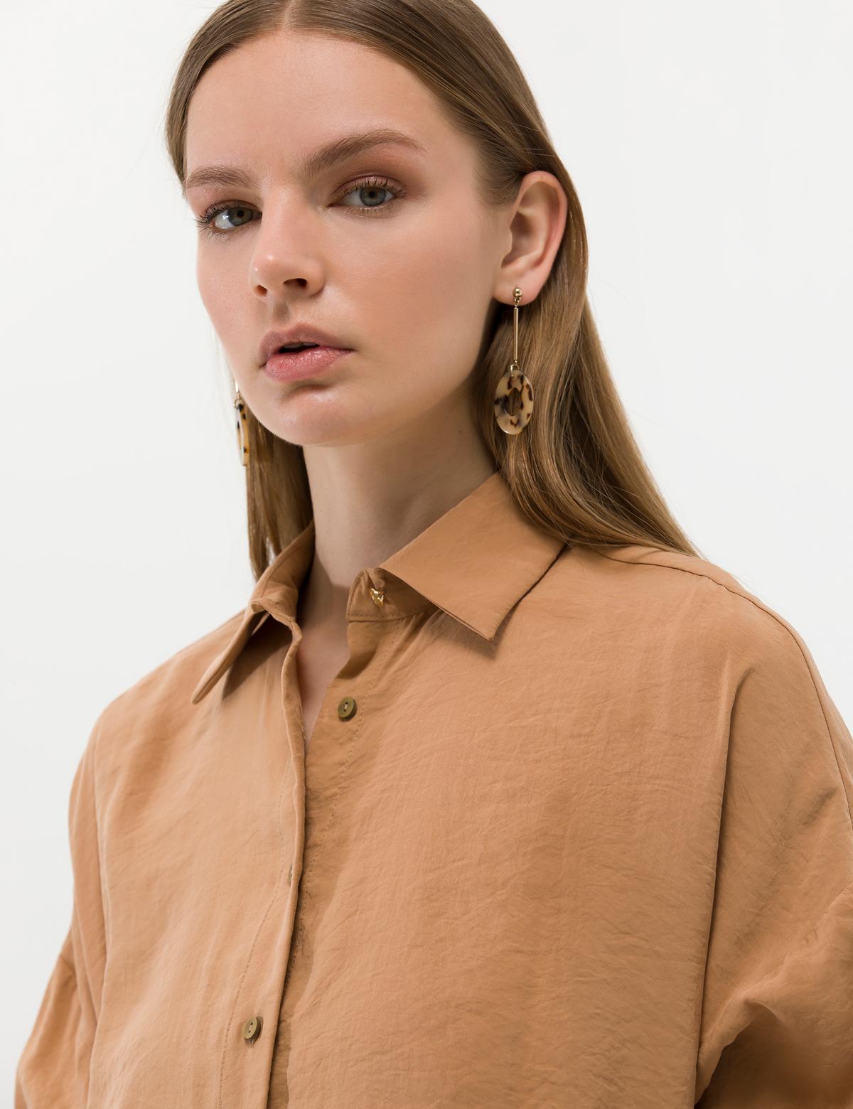 Taba Oversize Uzun Kollu Gömlek - 50262537016