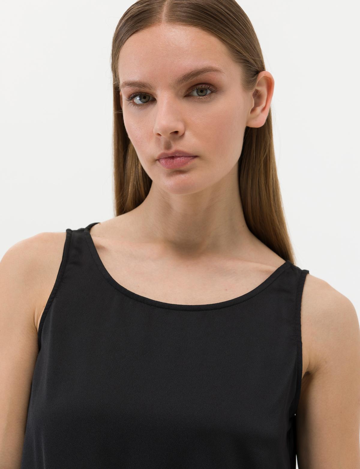 Siyah Regular Fit Kolsuz Bluz - 50262567051