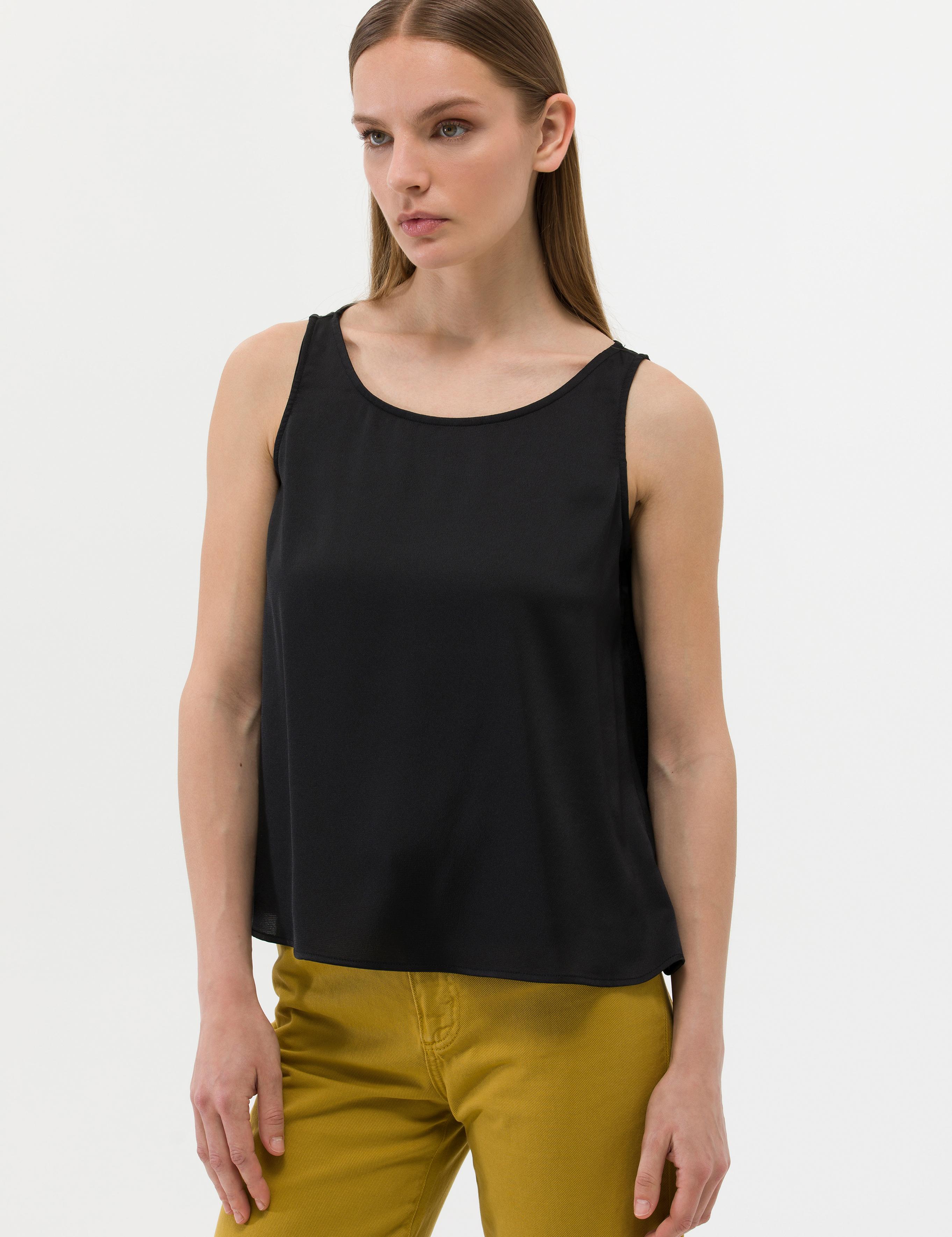 Siyah Regular Fit Kolsuz Bluz