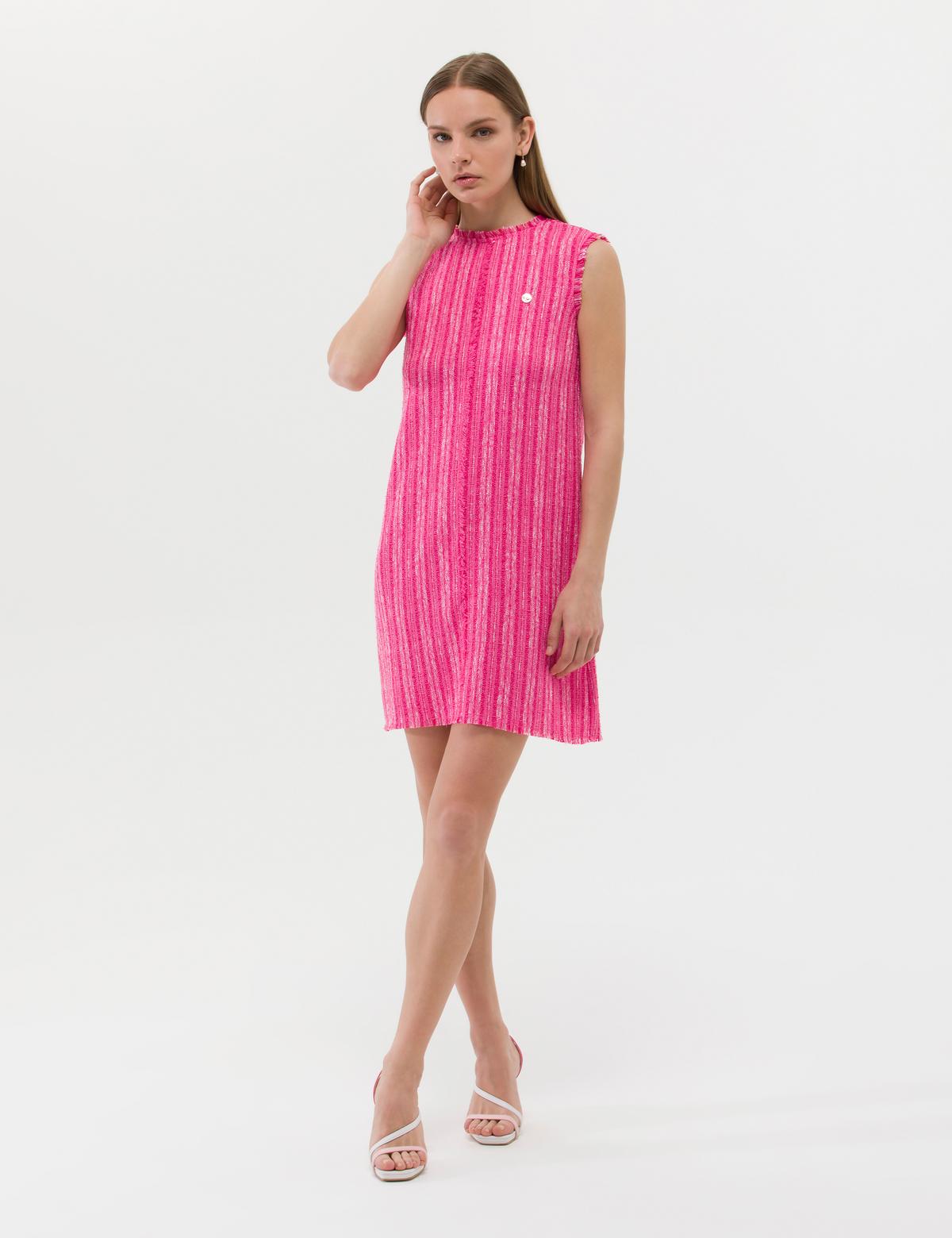 Fuşya A Kesim Dokuma Elbise