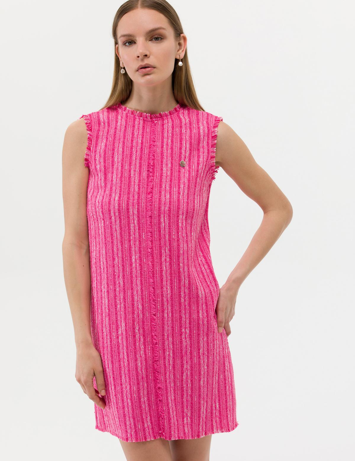 Fuşya A Kesim Dokuma Elbise - 50262629002