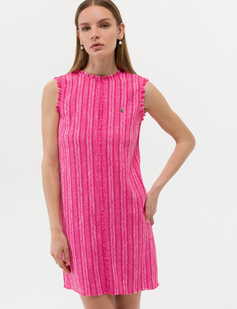 Fuşya A Kesim Dokuma Elbise