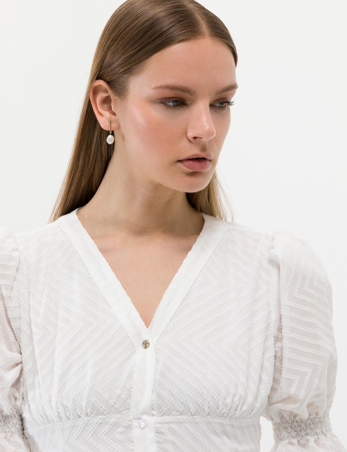 Ekru Regular Fit Dokuma Elbise - 50262635029