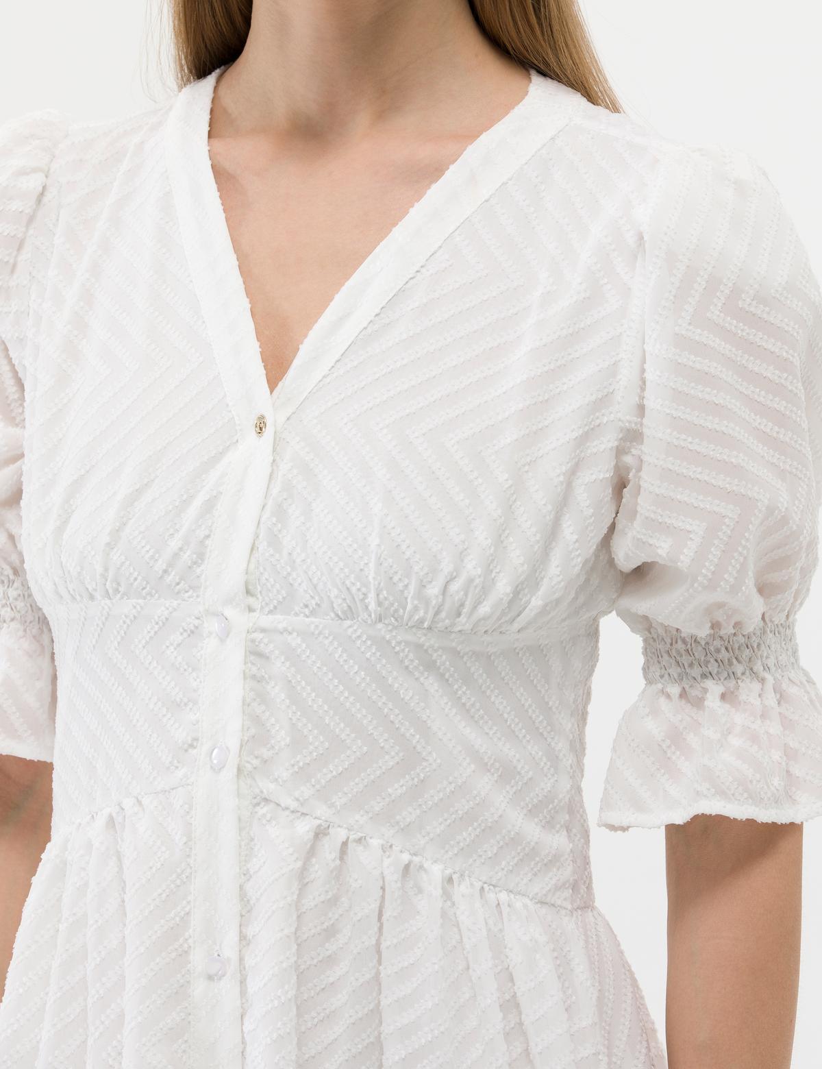 Ekru Regular Fit Dokuma Elbise - 50262635029