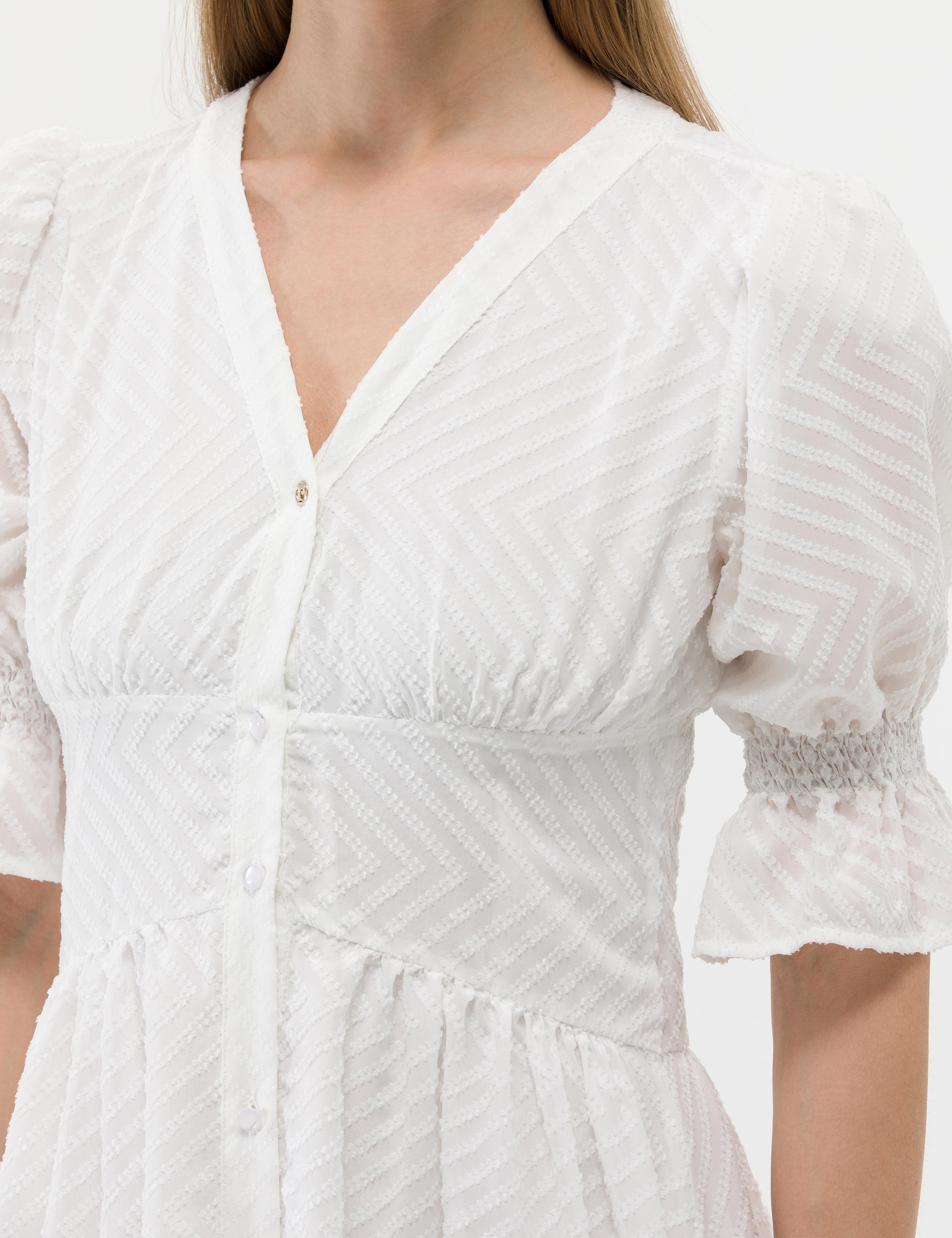 Ekru Regular Fit Dokuma Elbise