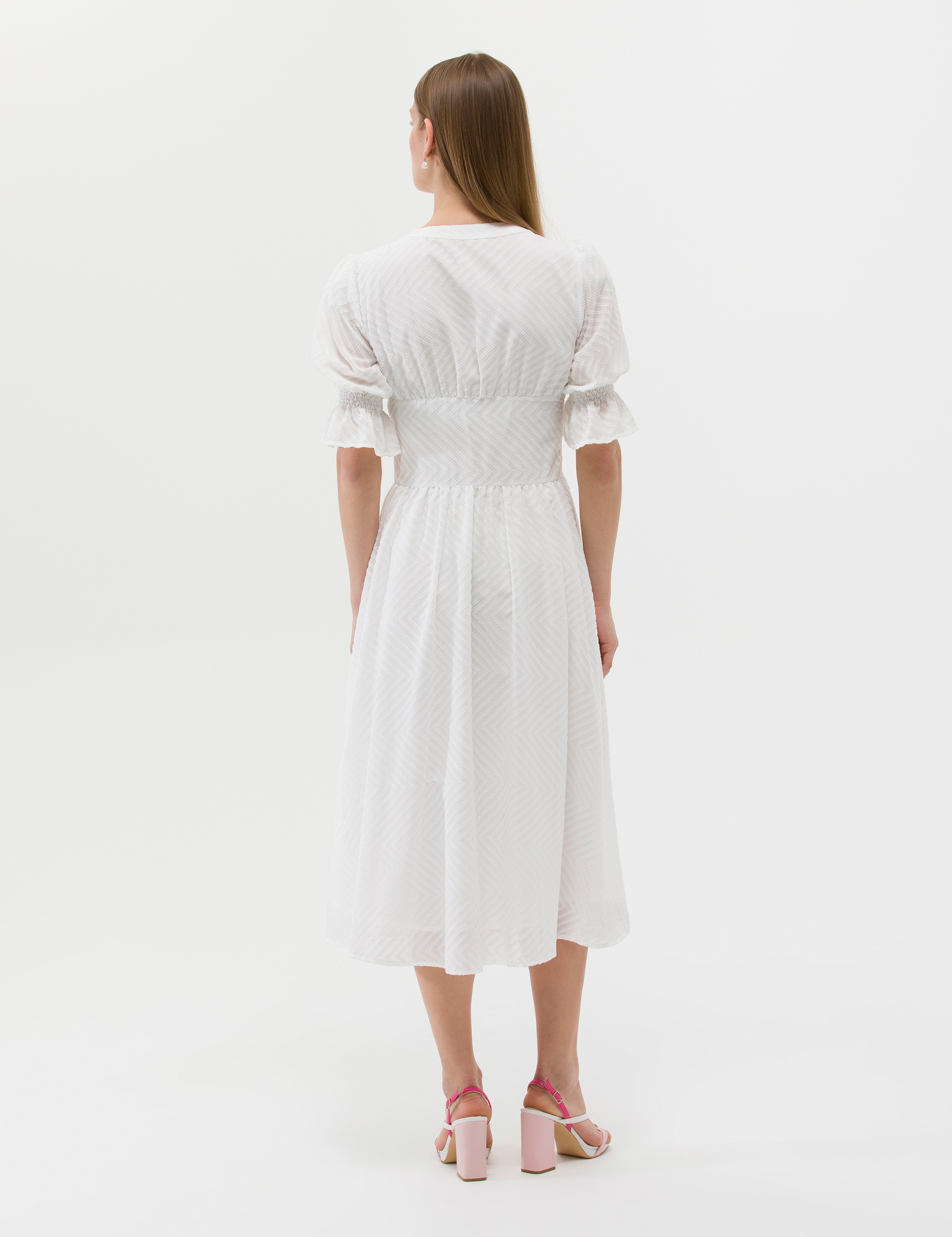 Ekru Regular Fit Dokuma Elbise - Image 5