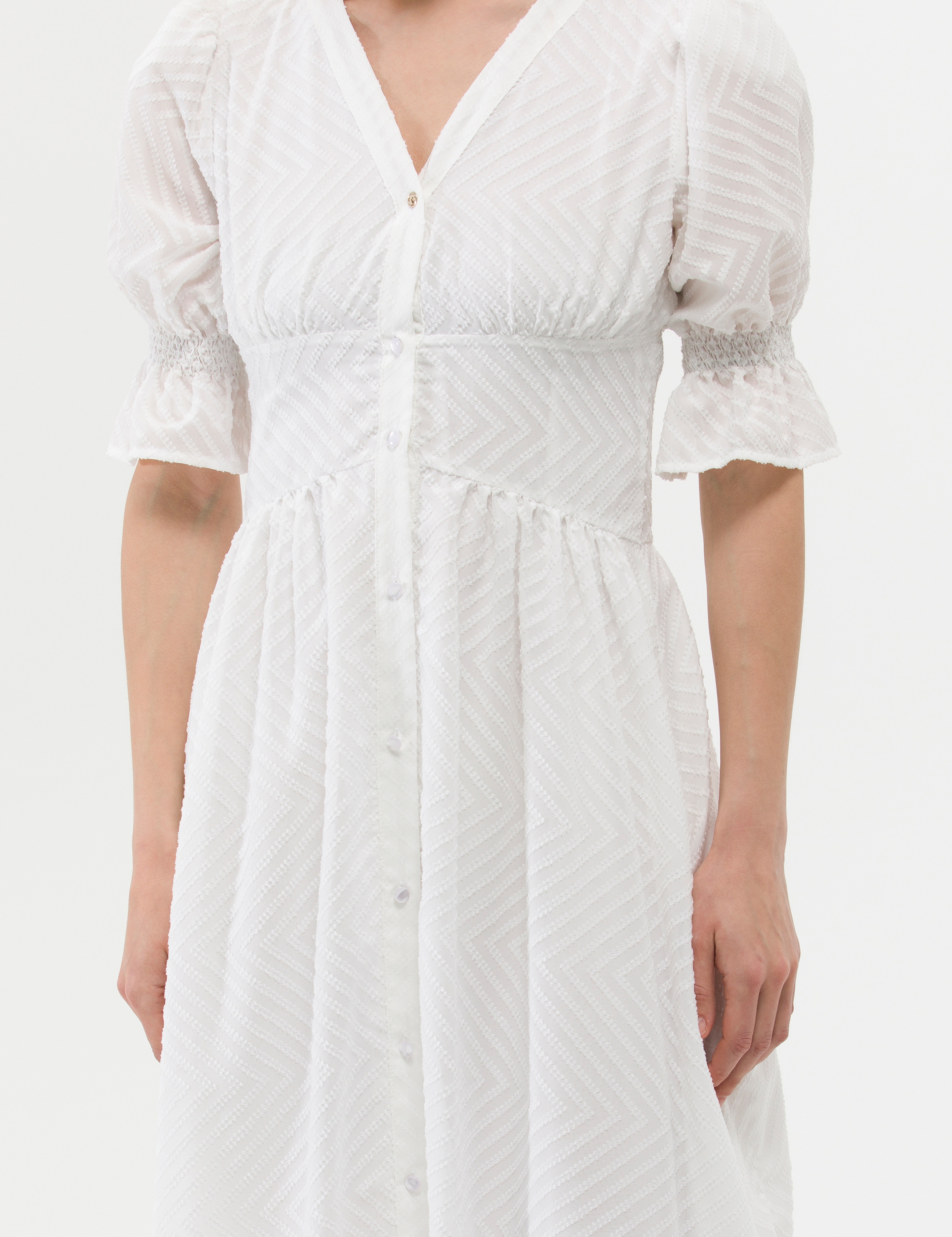 Ekru Regular Fit Dokuma Elbise - Image 6