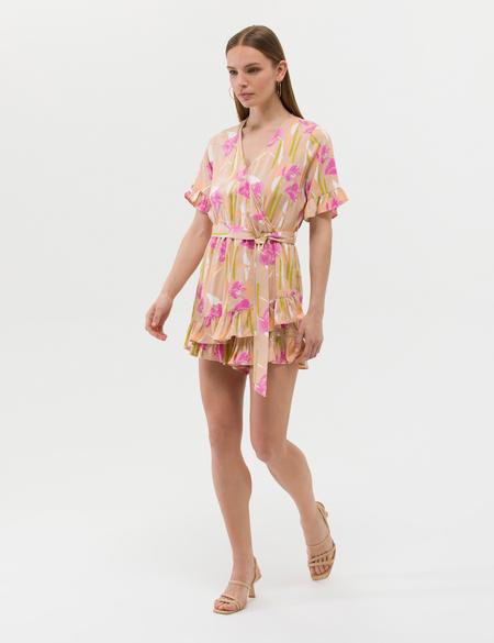 Turuncu Comfort Fit Desenli Elbise - 50262642022