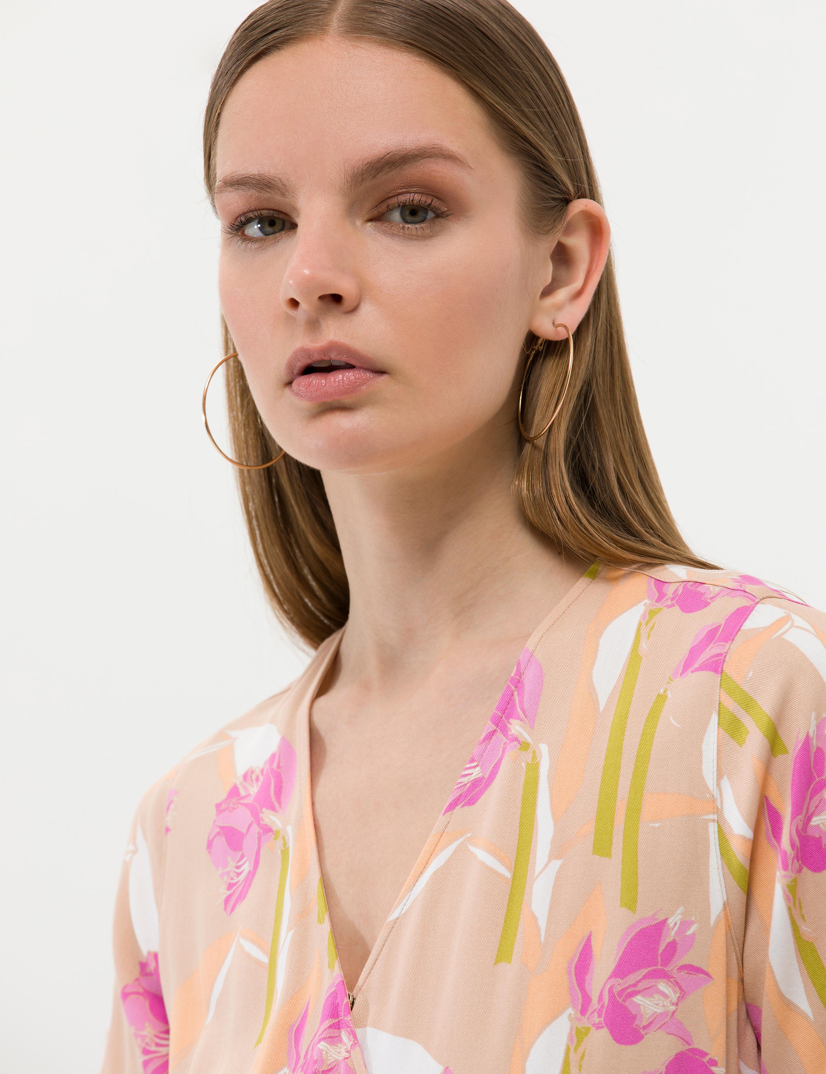 Turuncu Comfort Fit Desenli Elbise