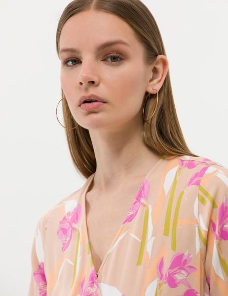 Turuncu Comfort Fit Desenli Elbise - 50262642022