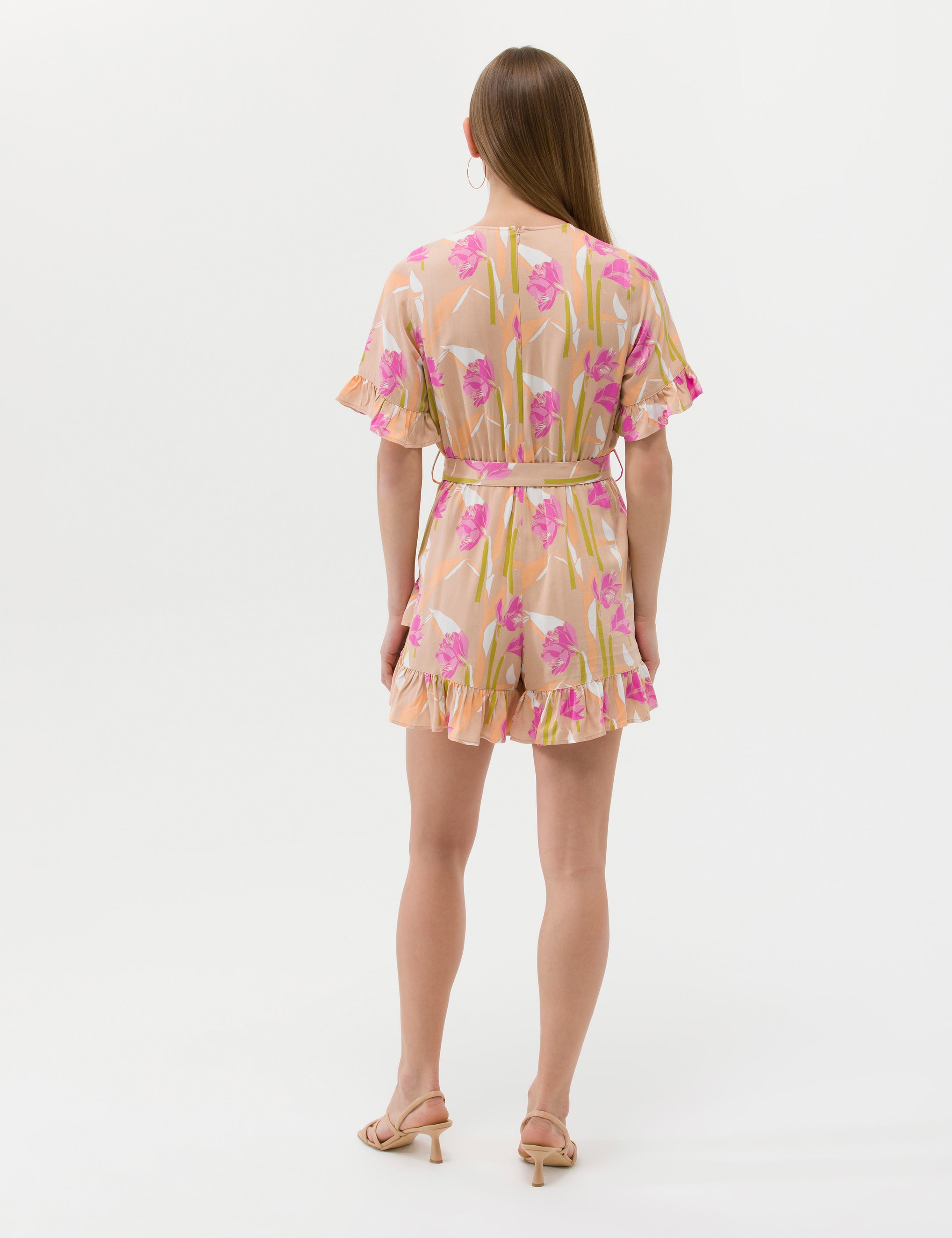 Turuncu Comfort Fit Desenli Elbise