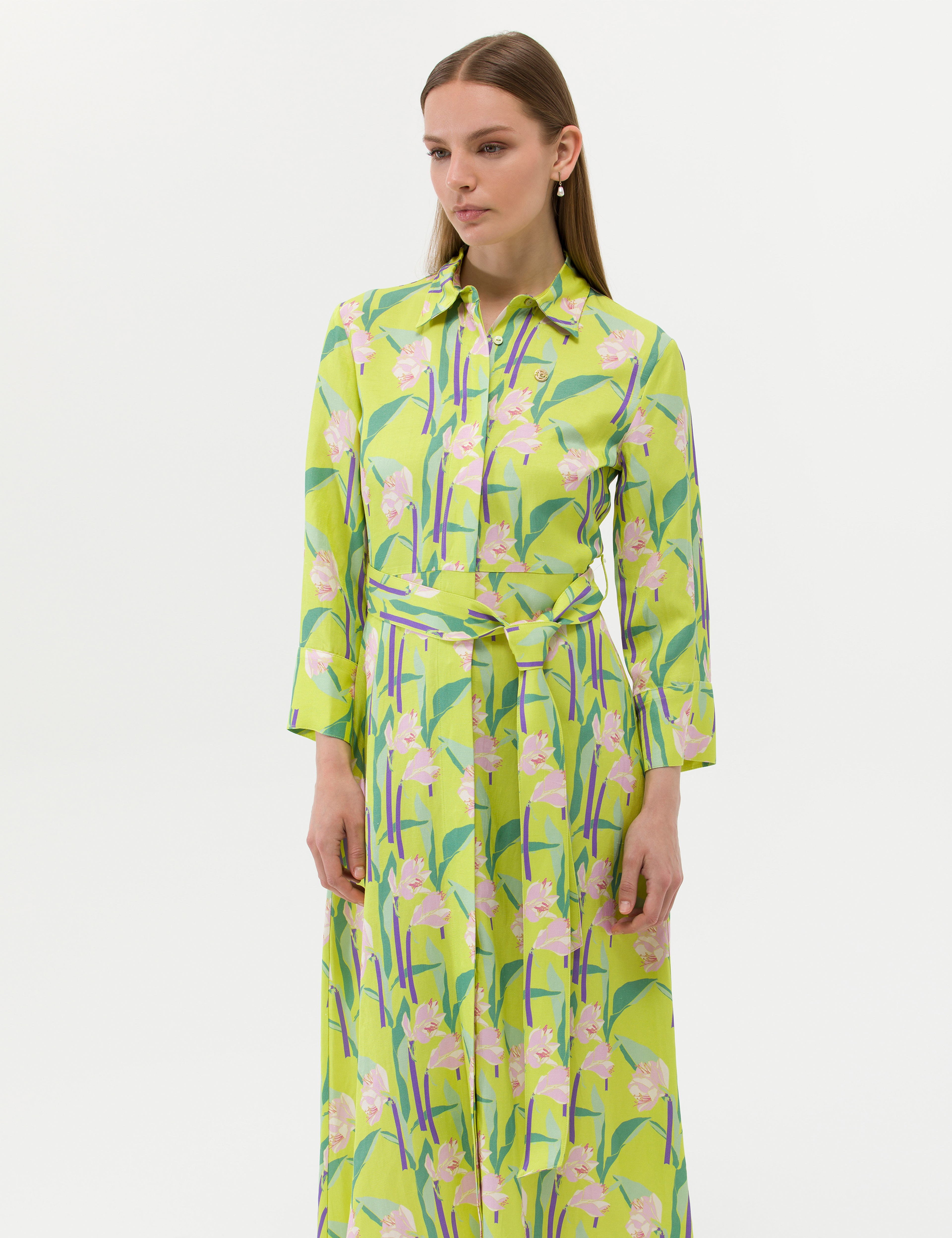 Yeşil Comfort Fit Desenli Elbise - Image 2