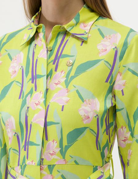 Yeşil Comfort Fit Desenli Elbise - 50262643022