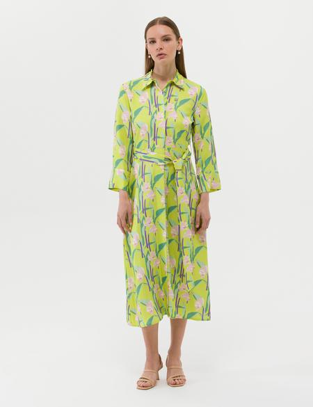Yeşil Comfort Fit Desenli Elbise - 50262643022