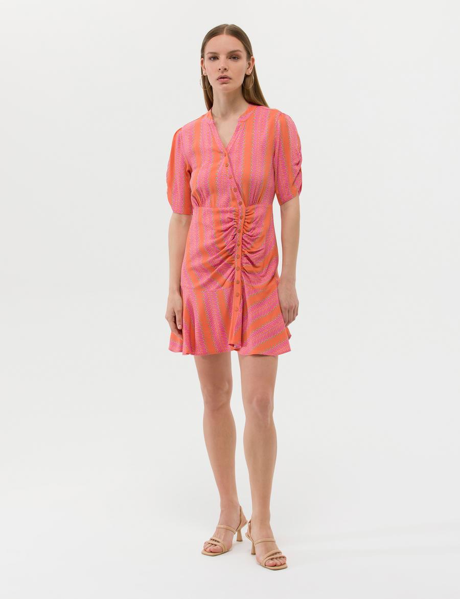 Turuncu Regular Fit Dokuma Elbise