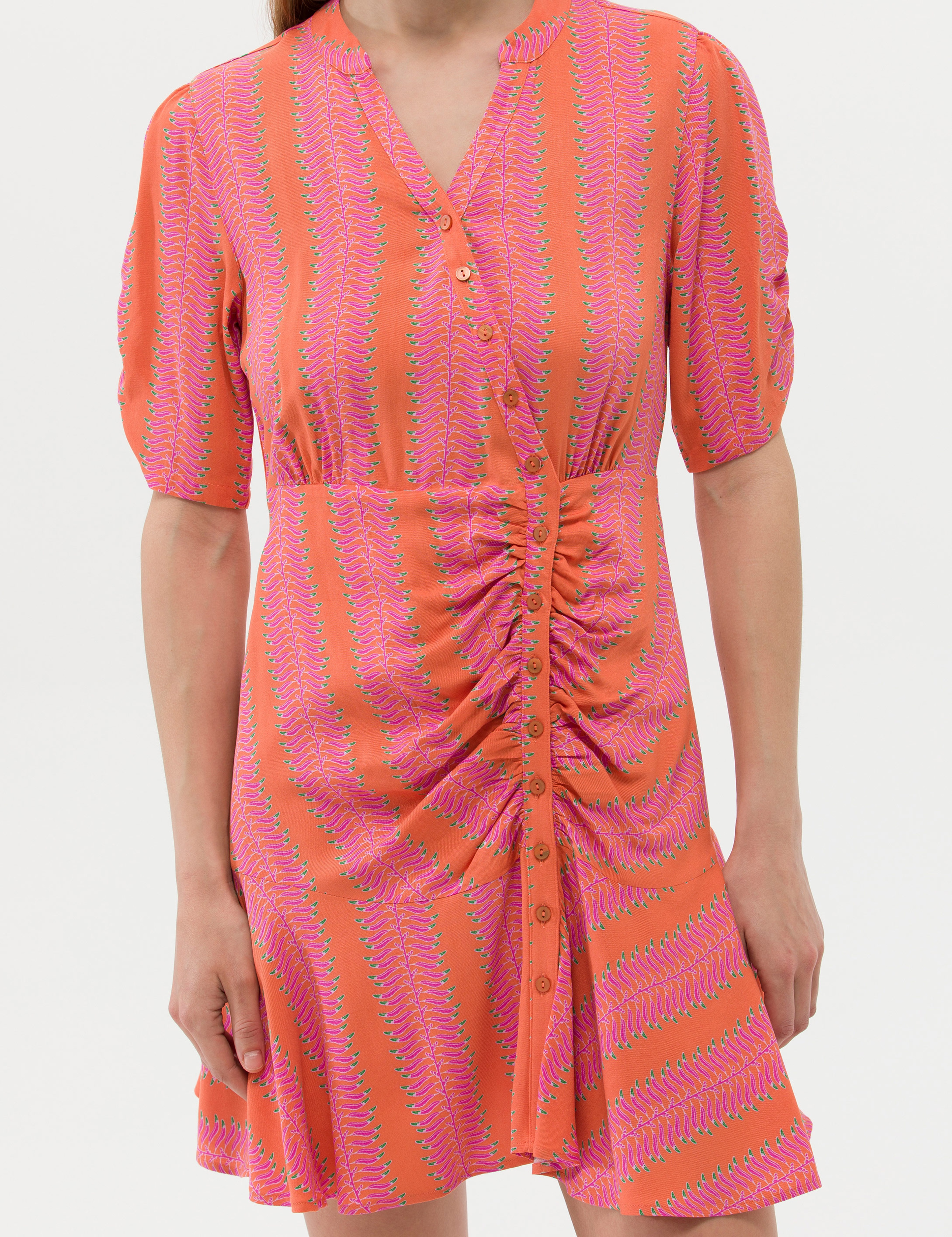 Turuncu Regular Fit Dokuma Elbise - Image 6