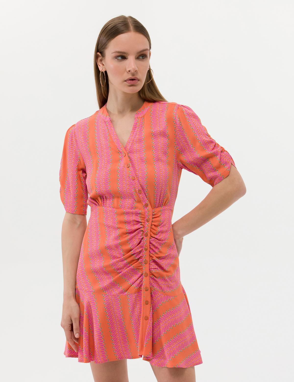 Turuncu Regular Fit Dokuma Elbise - 50262951027