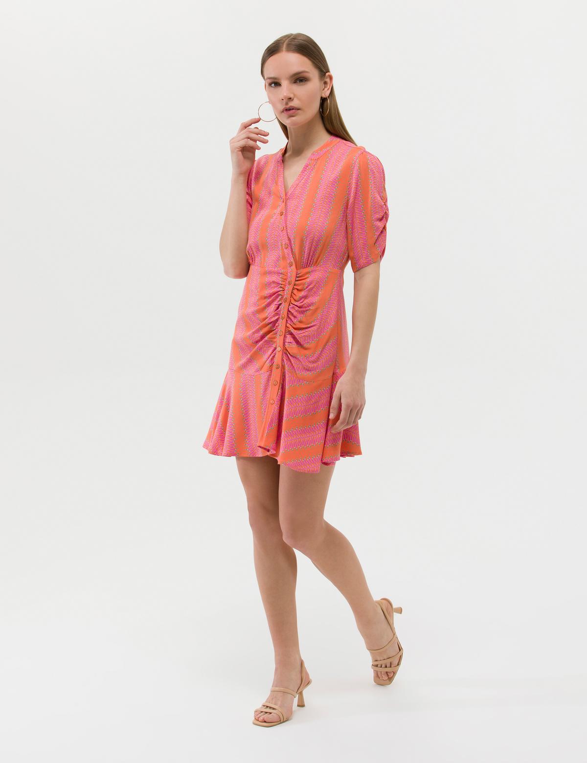 Turuncu Regular Fit Dokuma Elbise - 50262951027