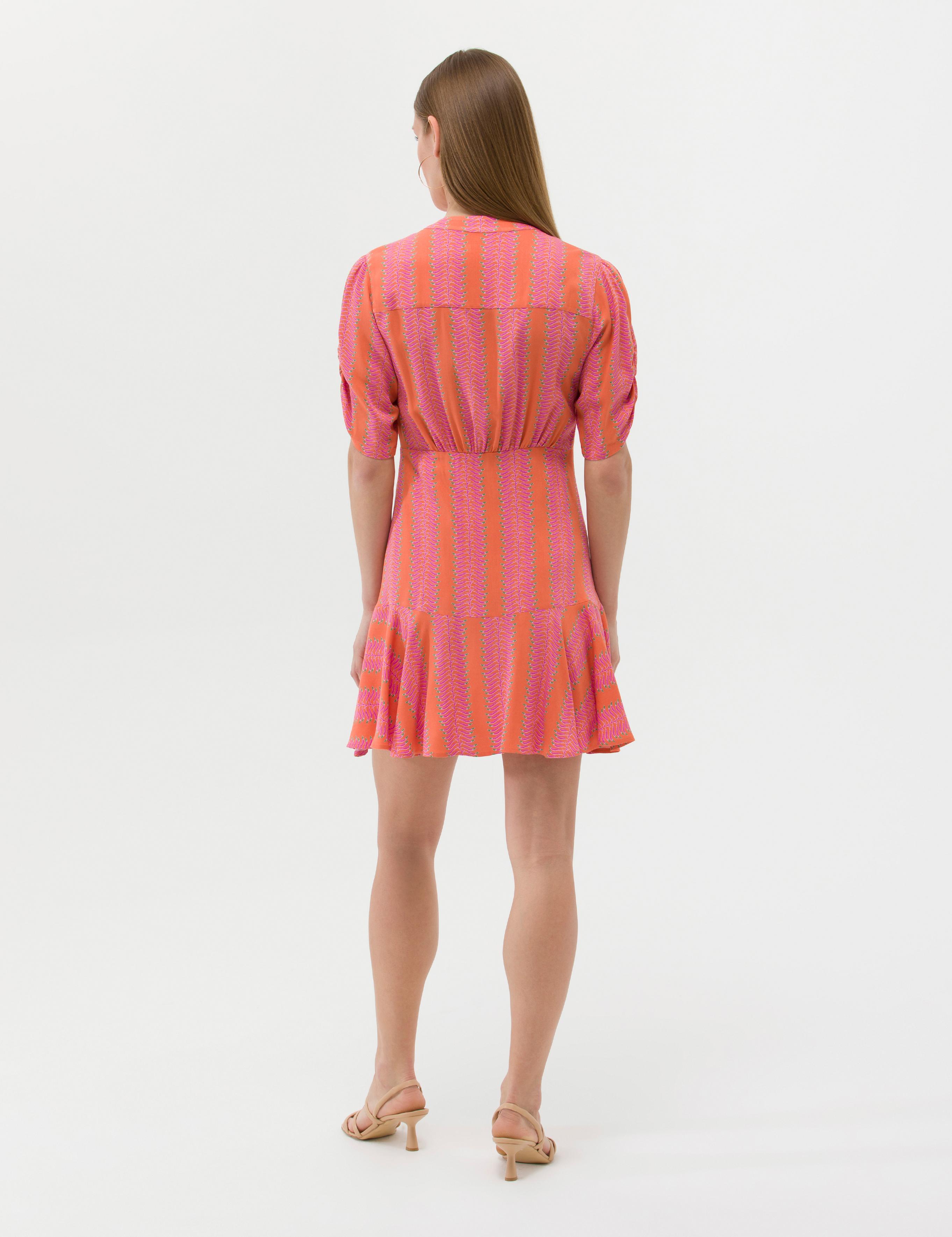 Turuncu Regular Fit Dokuma Elbise