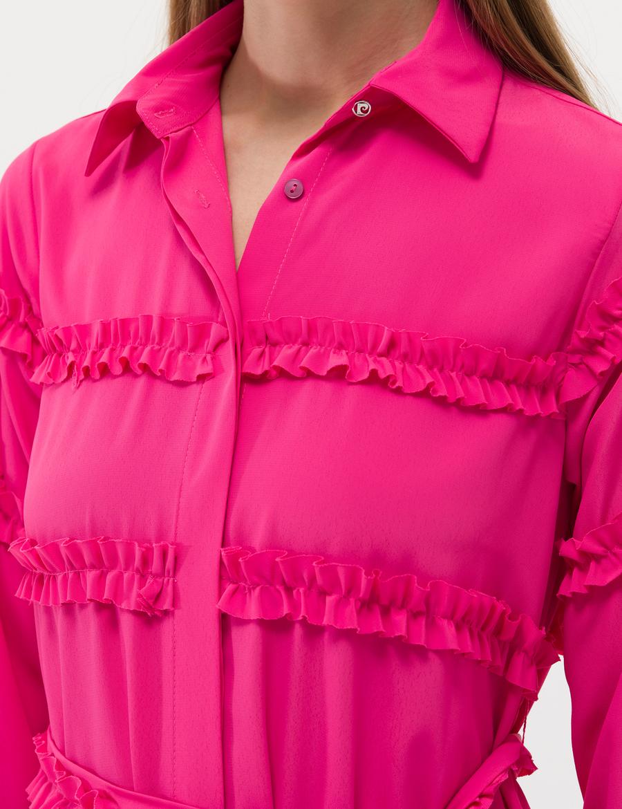 Fuşya Uzunkollu Elbise