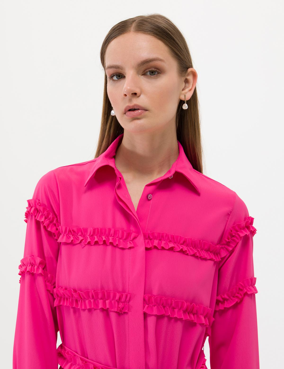 Fuşya Uzunkollu Elbise - 50262953021