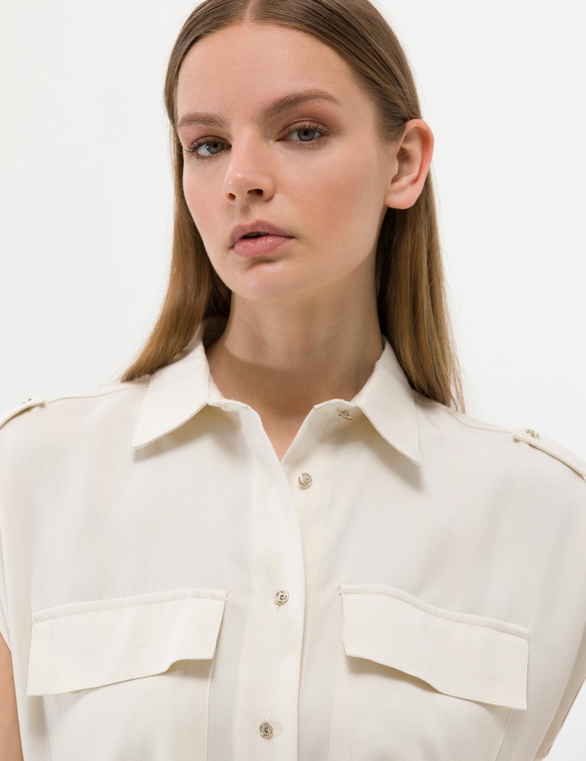 Krem Kuşak Detaylı Volanlı Elbise - 50262964001