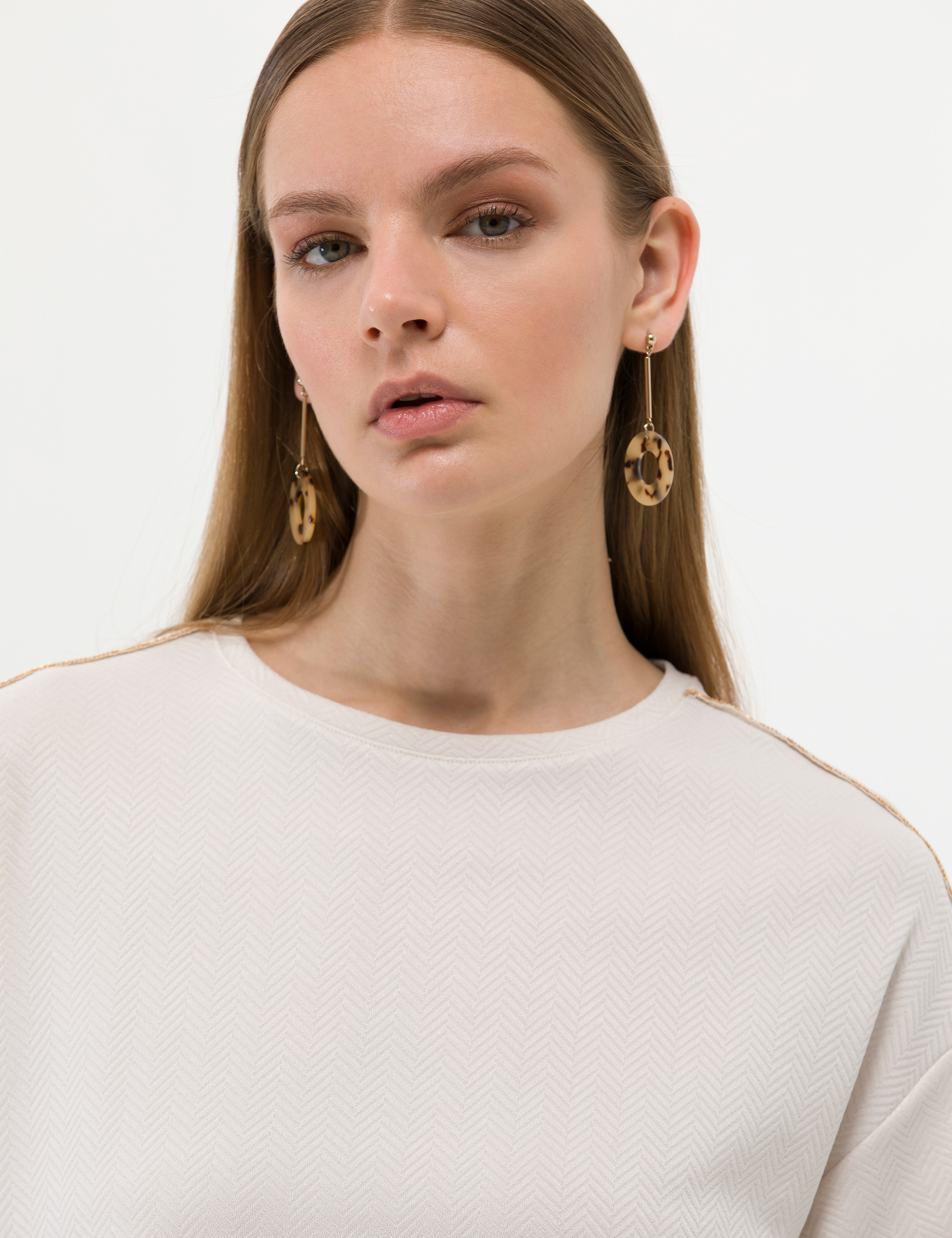 Krem Regular Fit Tişört - Image 3