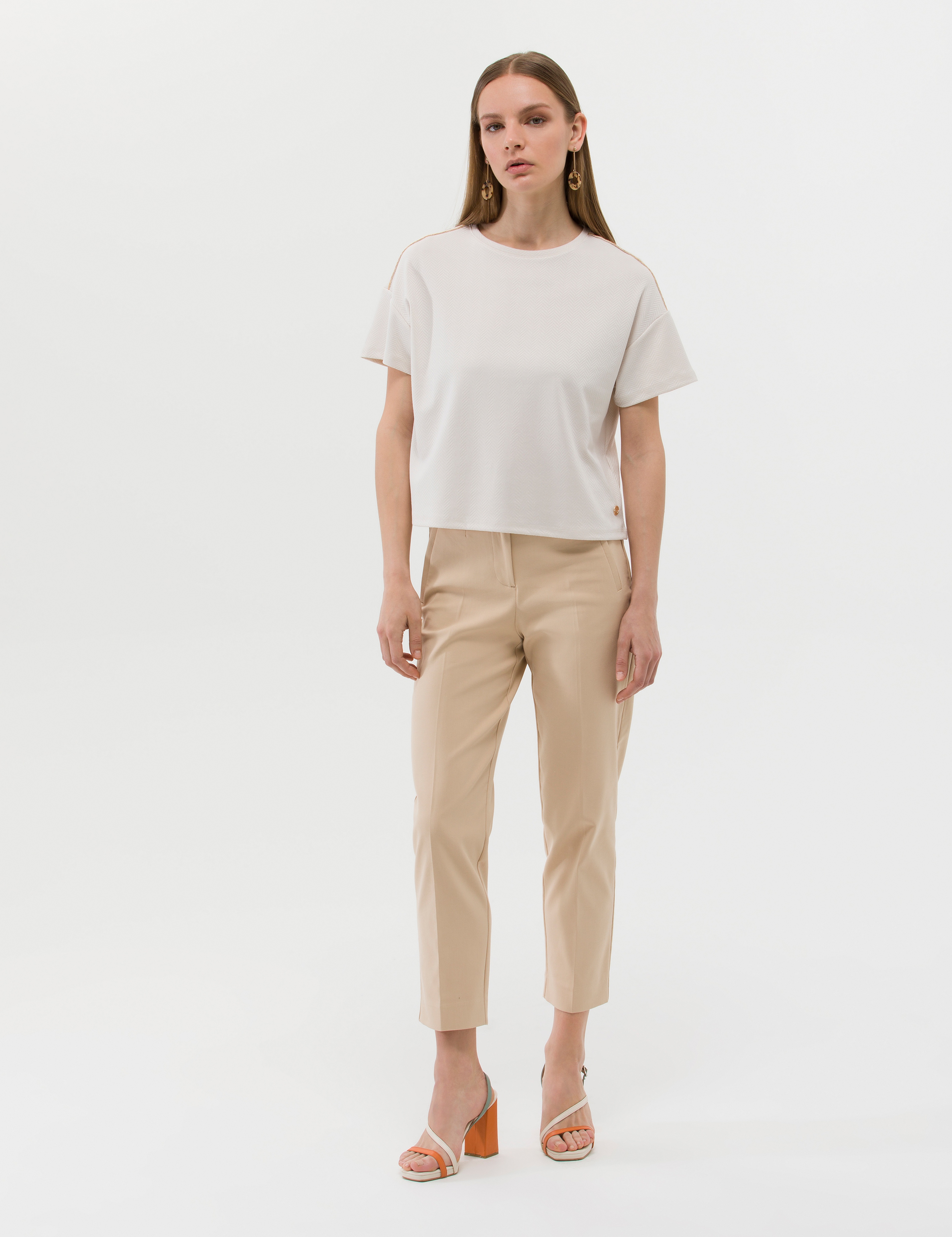 Krem Regular Fit Tişört - Image 4