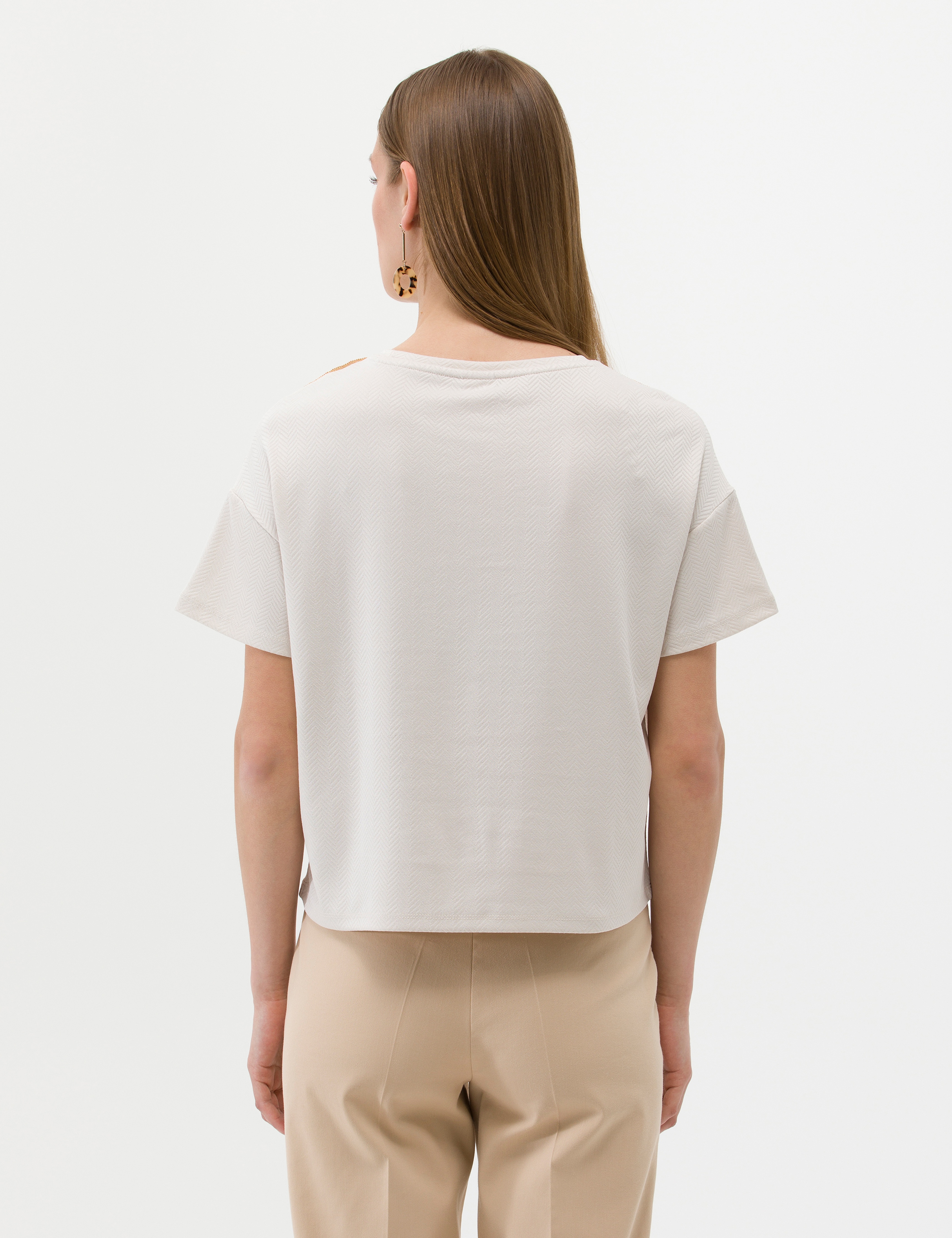 Krem Regular Fit Tişört - Image 5