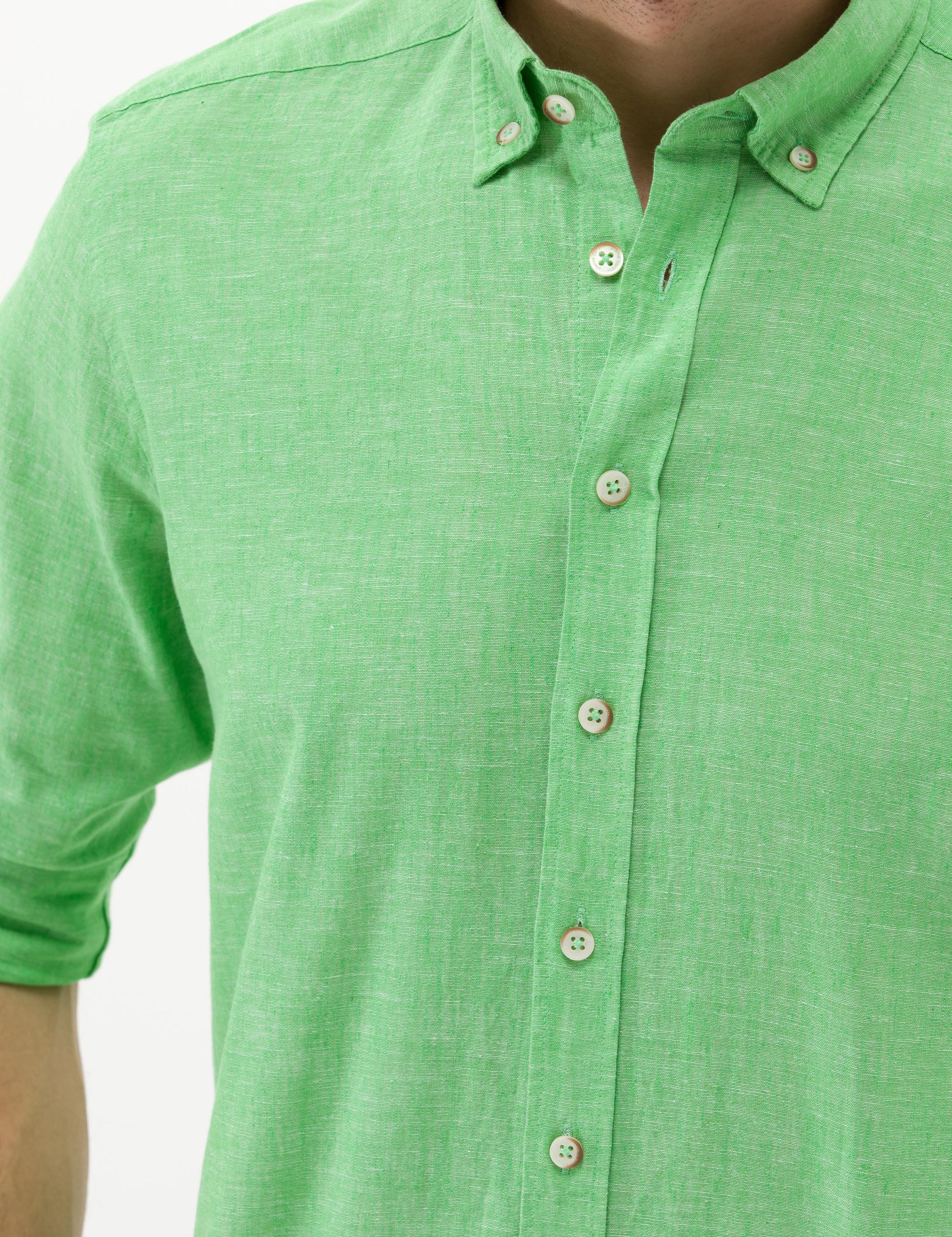 Fıstık Yeşili Regular Fit Uzun Kollu Gömlek