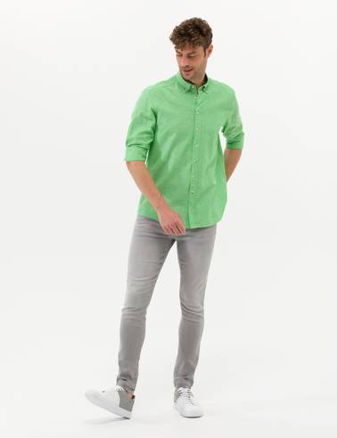 Fıstık Yeşili Regular Fit Uzun Kollu Gömlek