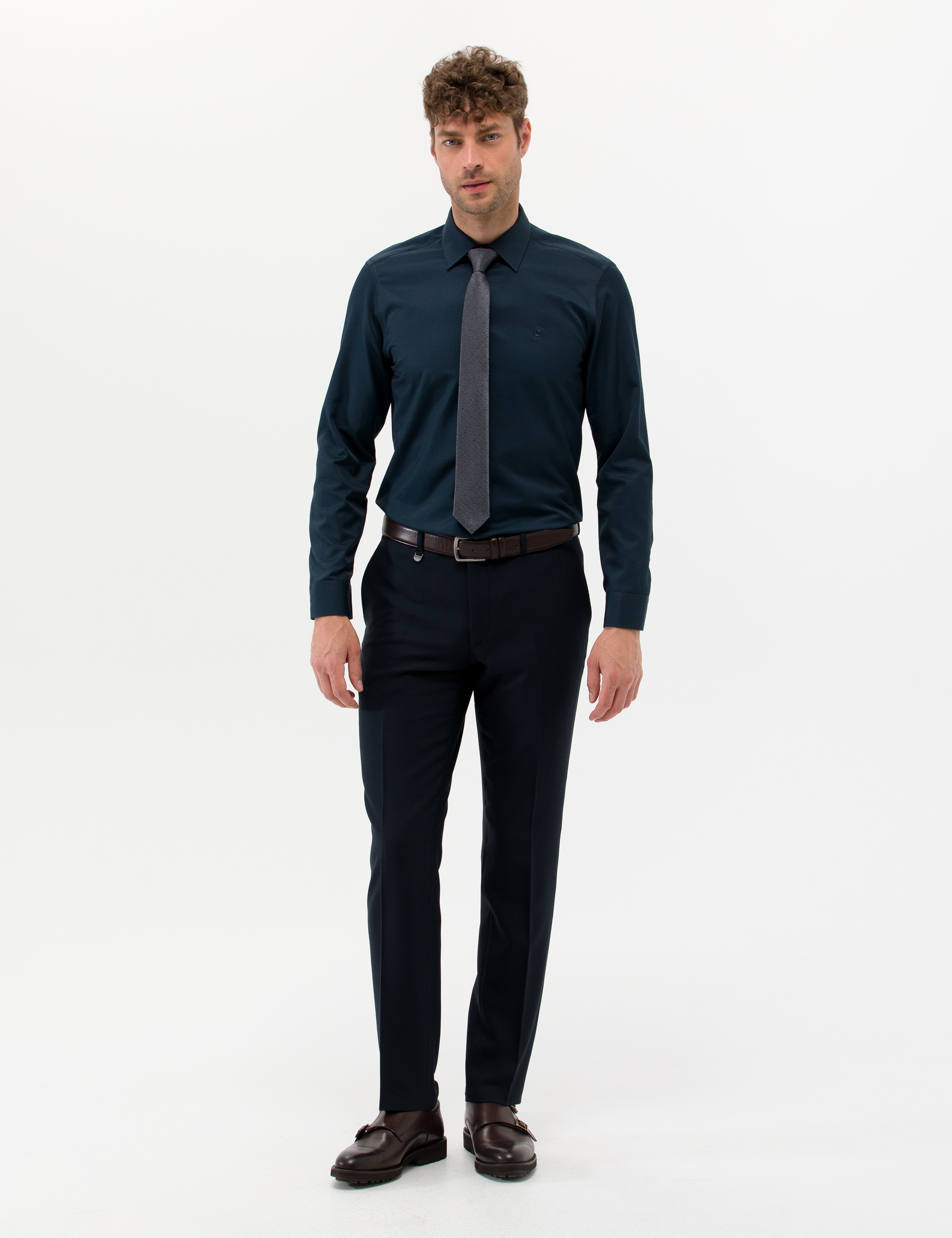 Lacivert Slim Fit Uzun Kollu Basic Gömlek - Image 4